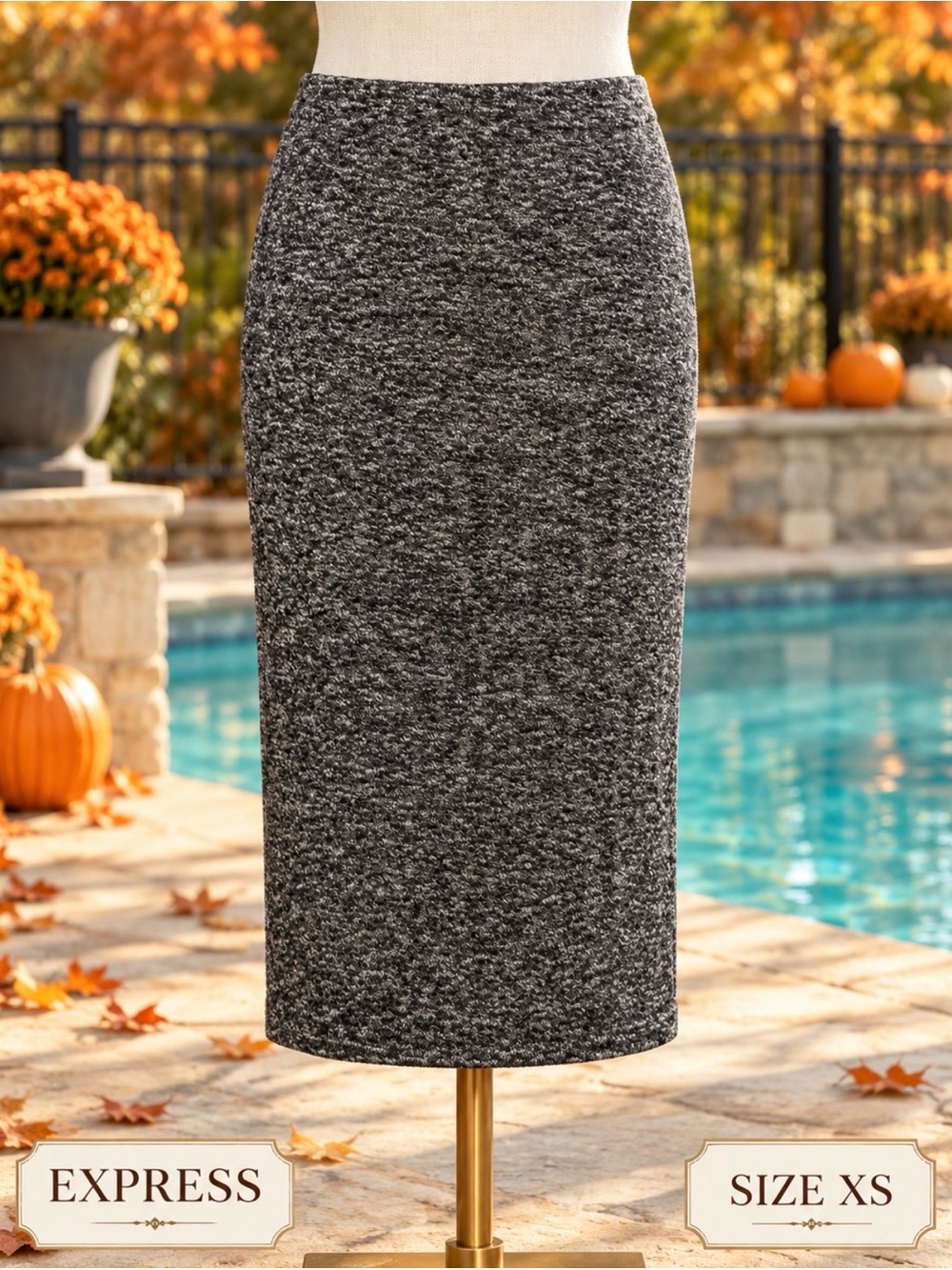Express Gray Tweed Pencil Skirt - Picture 2 of 3